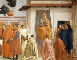Auferweckung des Sohnes des Theophilus und St. Peter auf dem Thron (Detail)